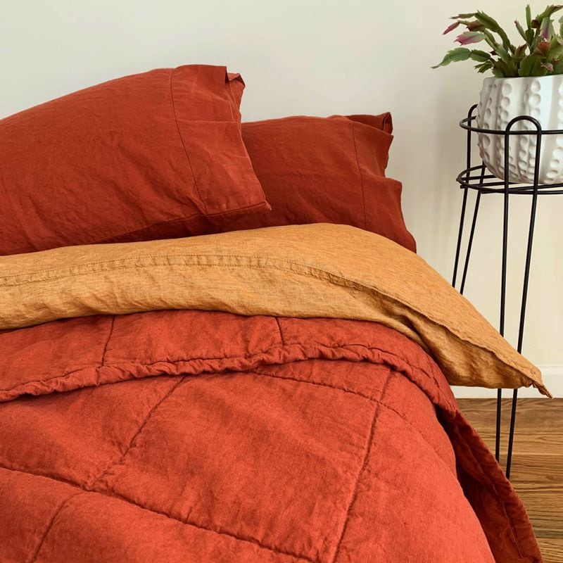 After achieving fitness goals (or even thinking about them), get some rest on 100% linen bedding sourced in Belgium and made in Hudson Valley, New York.
Courtesy of Linoto