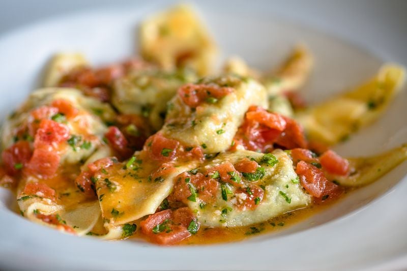 Tortelloni with heirloom tomatoes, butter and marjoram. Photo credit Erik Meadows Photography