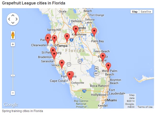Map: Grapefruit League cities