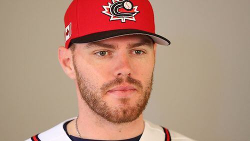Freddie Freeman will play for Canada in the World Baseball Classic that starts next week. His parents were from Canada, and Freeman will play for Canada to honor his mother, who died from skin cancer when he was 10. (Curtis Compton/ccompton@ajc.com)