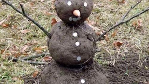 Cherokee County School District posted an image of a muddy snowman on Tuesday, a day it and many metro Atlanta school districts used as a snow day.