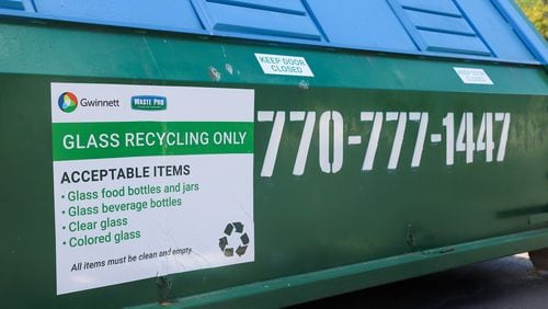 Gwinnett has partnered with family-owned Waste Pro USA, Inc. to add a second drop-off glass recycling container at Pinckneyville Park, 4758 South Old Peachtree Rd. in Peachtree Corners.. (Courtesy Gwinnett County)