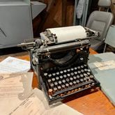 Documents, a typewriter and Mercury Sable seat from the Hapeville Depot Museum's “Civil Rights and Workers Rights: An Exhibition of Hapeville’s Atlanta Assembly Plant” exhibit.