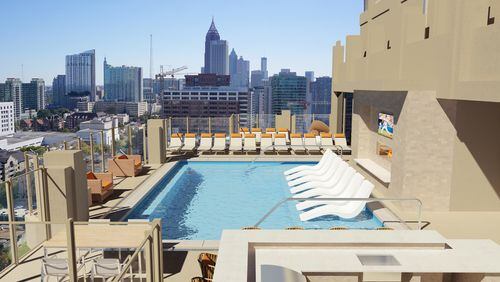 Atlantic House, a 32-story high-rise at the corner of 14th and West Peachtree streets, has two roof-top pools. (Photo courtesy of Novare Group)
