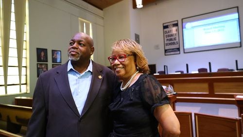 State Rep. Mike Glanton, shown with Clayton County school board Chair Jessie Goree, has resigned from the Georgia House after serving 14 years in the chamber. He was reelected in November with 89% of the vote. Curtis Compton / Curtis.Compton@ajc.com”