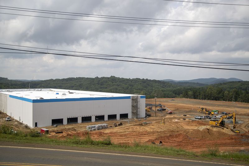 An Amazon warehouse is under construction near Acworth, Wednesday, September 8, 2021.  (Alyssa Pointer/Atlanta Journal Constitution)