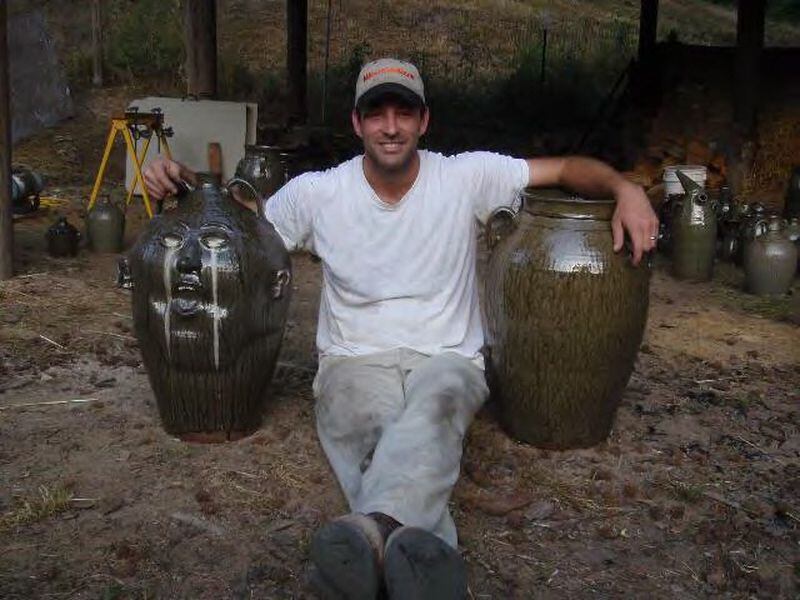 Adairsville potter Shelby West with some of his wares. CONTRIBUTED