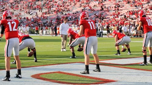 The only thing we know for certain about Georgia's quarterback picture is Brice Ramsey (12) is third on the depth chart behind Jake Fromm (11) and Jacob Eason (10). (Bob Andres/bandres@ajc.com)