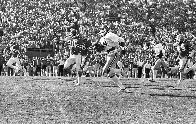 Lindsay Scott runs for a famous touchdown against Florida in 1980. 