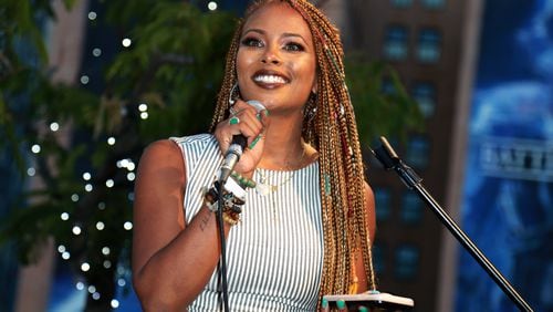 LOS ANGELES, CA - JUNE 23:  Eva Marcille speaks at the BET International Nominee Welcome Party during the 2017 BET Awards at The GRAMMY Museum on June 23, 2017 in Los Angeles, California.  (Photo by Leon Bennett/Getty Images for BET)