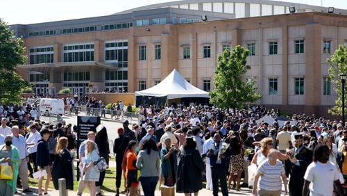 Pictured here during a 2022 commencement ceremony, the Kennesaw State University Convocation Center can host about 4,600 people. A proposed multiuse facility in the Cobb County School District would seat about 8,000. (Jason Getz / Jason.Getz@ajc.com)