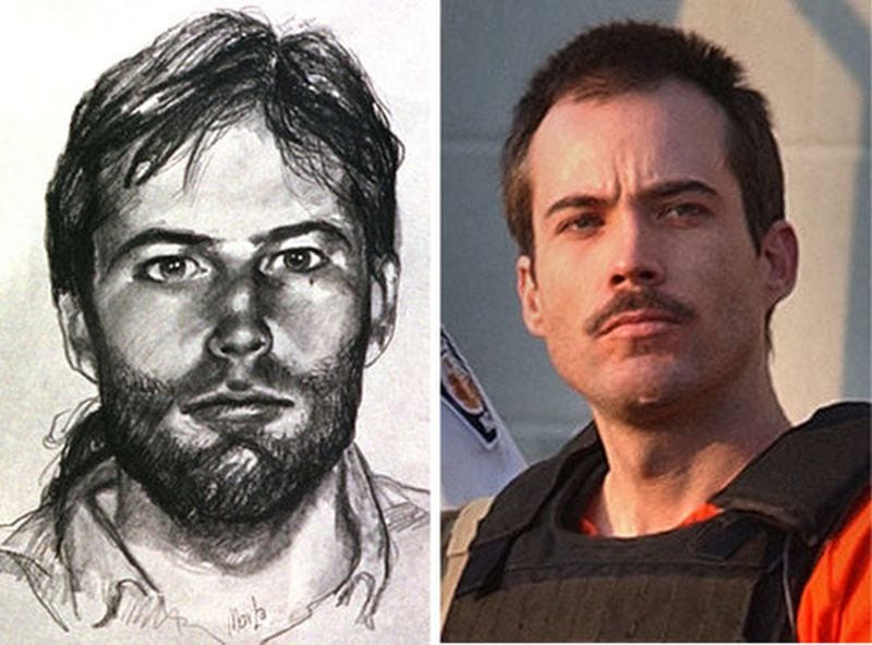 One of Lawson's most well known drawings is this sketch of Olympic Park bomber Eric Rudolph.