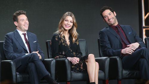 From left: 'Lucifer' actors Kevin Alejandro, Lauren German and Tom Ellis. Netflix announced it would pick up season four of the canceled Fox series after fans were upset by the show's cancellation.