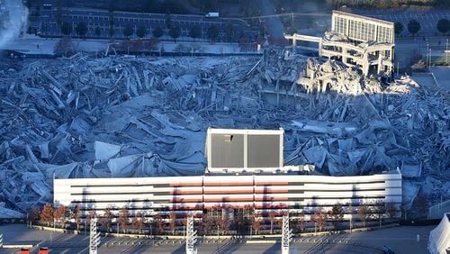 Two portions of the Georgia Dome were still standing after the dust cleared from implosion  on Nov. 20.
