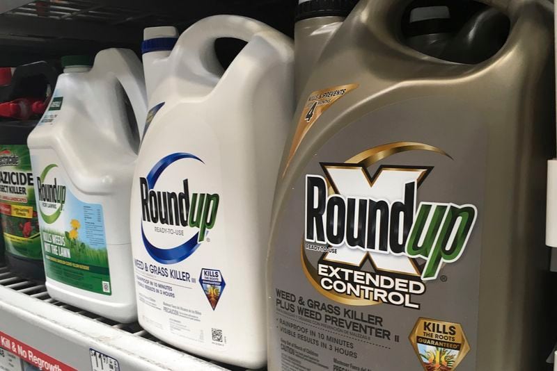 FILE - Containers of Roundup are displayed on a store shelf in San Francisco, Feb. 24, 2019. Thousands of legal claims against drug and chemicals company Bayer assert Roundup causes a cancer called non-Hodgkin’s lymphoma, which Bayer disputes. (AP Photo/Haven Daley, File)