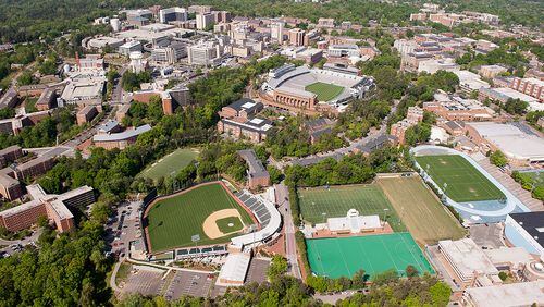 CHAPEL HILL, NC - APRIL 21: An aerial view of the University of North Carolina  in Chapel Hill, North Carolina. (Photo by Lance King/Getty Images)
