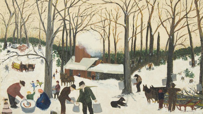 Grandma Moses, who painted the cozy snow scene “Bringing in the Maple Sugar” in 1938, became one of the best-known artists of the 1950s. CONTRIBUTED BY HIGH MUSEUM
