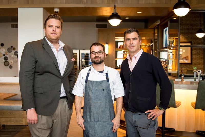  Achie's team (from left to right) General Manager Peterson Hill, Executive Chef Alex Bolduc, and Chef/Culinary Director Hugh Acheson. Photo credit- Mia Yakel.