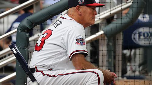 Braves manager Brian Snitker remembered clearly one year ago, the night he managed his first game after being promoted from Triple-A to replace fired manager Fredi Gonzalez. (Curtis Compton/ccompton@ajc.com)