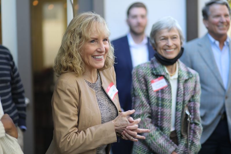 Former Atlanta mayoral candidate Sharon Gay, who has endorsed Dickens, attended a meet-and-greet for Dickens in Ansley Park. Miguel Martinez for The Atlanta Journal-Constitution 