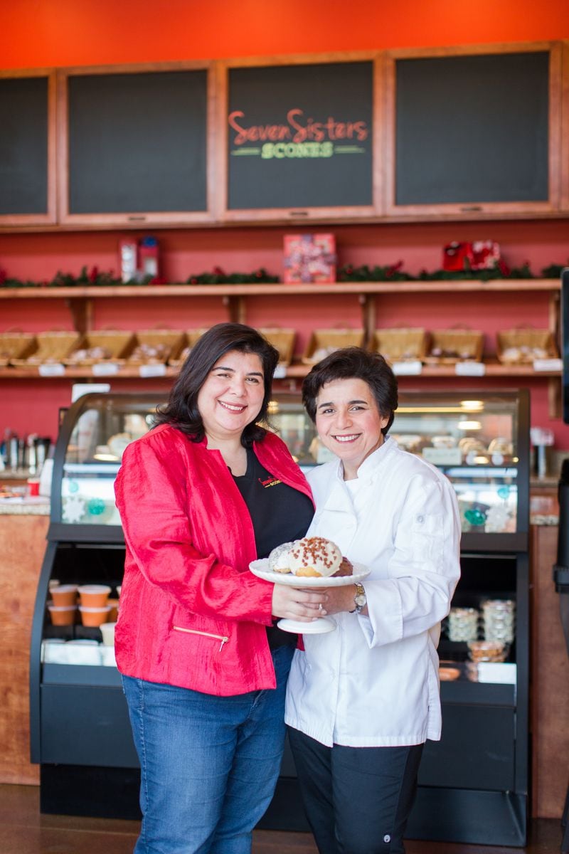Farrah Haidar (left) and Hala Yassine are the owners of Seven Sisters Scones in Johns Creek. Courtesy of Seven Sisters Scones