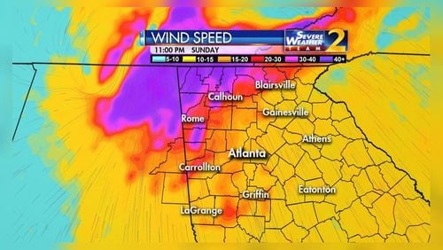 Tropical Storm Nate is expected to bring gusty winds to northwest Georgia starting Sunday. (Credit: Channel 2 Action News)