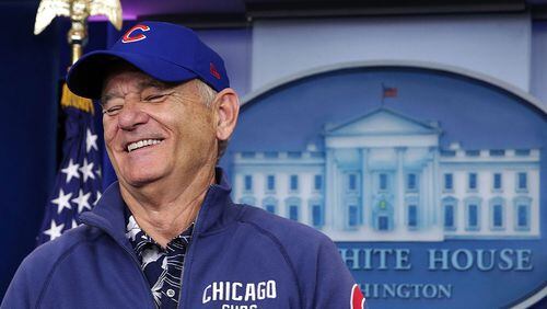 WASHINGTON, DC - OCTOBER 21: Comedian Bill Murray visits the James Brady Press Briefing Room at the White House October 21, 2016 in Washington, DC. Murray is in Washington to receive the 2016 Mark Twain Prize for American Humor at the Kennedy Center on Sunday. (Photo by Alex Wong/Getty Images)