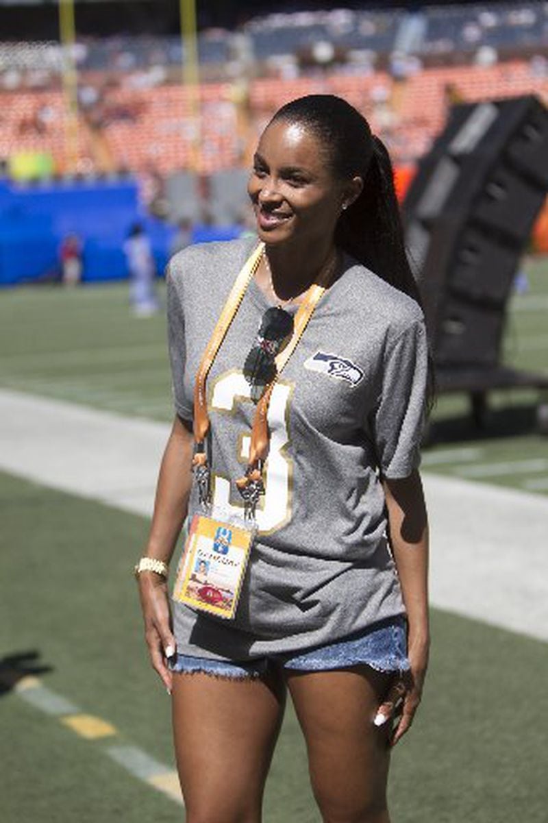 Singer Ciara is seen before the start of the NFL Pro Bowl football game, Sunday, Jan. 31, 2016, in Honolulu. (AP Photo/Marco Garcia)