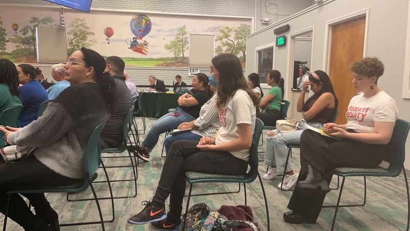 Migrant Equity Southeast staff helped monolingual Spanish-speaking parents attend a school board meeting in Savannah in June 2023.