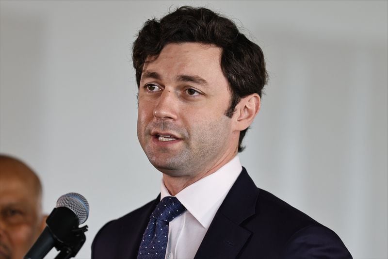 Senator Jon Ossoff speak at a press conference announcing the expansion of Concourse D on Thursday, July 7, 2022 (Natrice Miller/natrice.miller@ajc.com)
