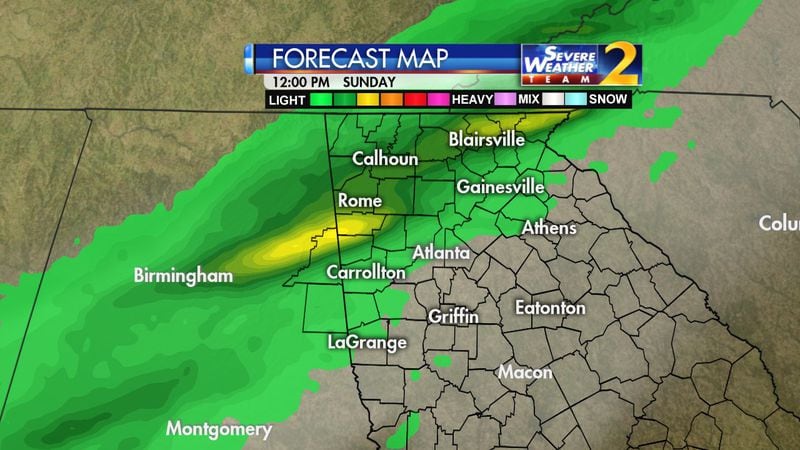 Weekend rain is in Atlanta's forecast. (Credit: Channel 2 Action News)