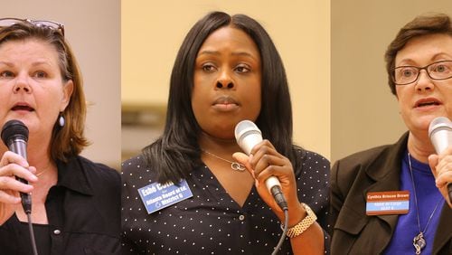 Atlanta school board incumbents Leslie Grant, left, Eshe' Collins, and Cynthia Briscoe Brown won reelection Tuesday.