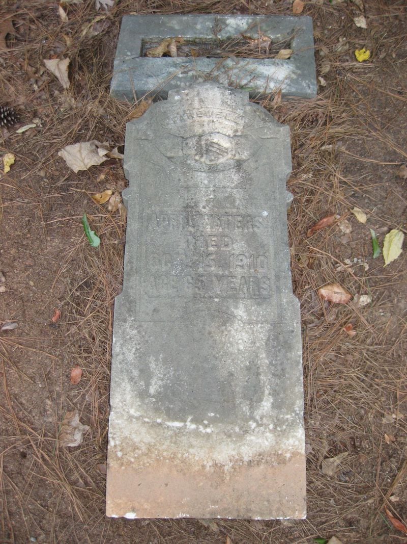 An image of the headstone for April Waters at Macedonia African Methodist Church Cemetery in Johns Creek. Waters, was a man who was freed after being enslaved. Photo Courtesy Kirk Canaday