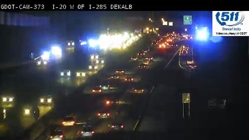 This a screenshot of traffic on I-20 Tuesday evening.