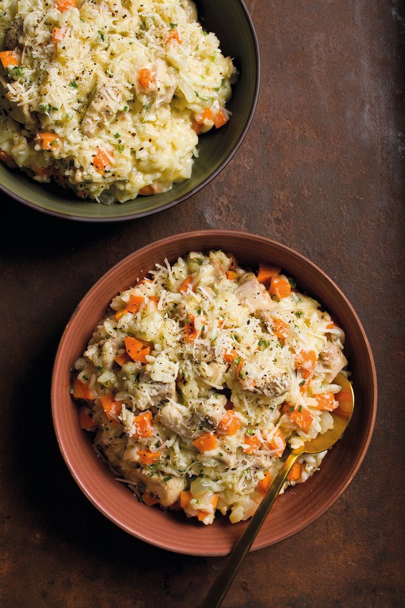 Lombardy-Style Rice with Chicken, from "Milk Street: Tuesday Nights Mediterranean" (Voracious; 2021; $35). Courtesy of Connie Miller, CB Creatives Inc.