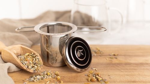 One of Thistle & Sprig’s most popular blends is Four Sisters, a combination of chamomile, lavender, peppermint and lemongrass. The company also sells accessories, such as this tea infuser. Courtesy of Thistle & Sprig