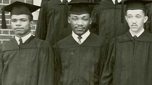 The Rev. Dr. Martin Luther King Jr., dressed in a cap and gown. King graduated from Morehouse College in 1948 with a bachelor's of arts degree in sociology.