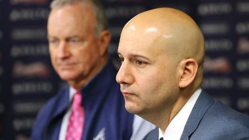 John Coppolella, pictured during an October 2016 session with media, has resigned as Braves general manager..