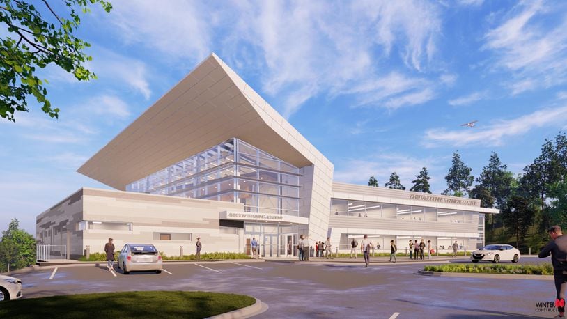 A rendering of the Chattahoochee Technical College aviation academy planned for Paulding County. Source: Croft