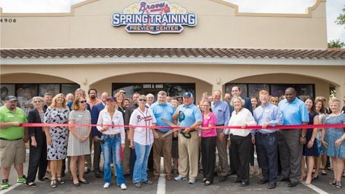 Ribbon-cutting time at the Braves’ spring training preview center in North Port, Fla. (Contributed photo)