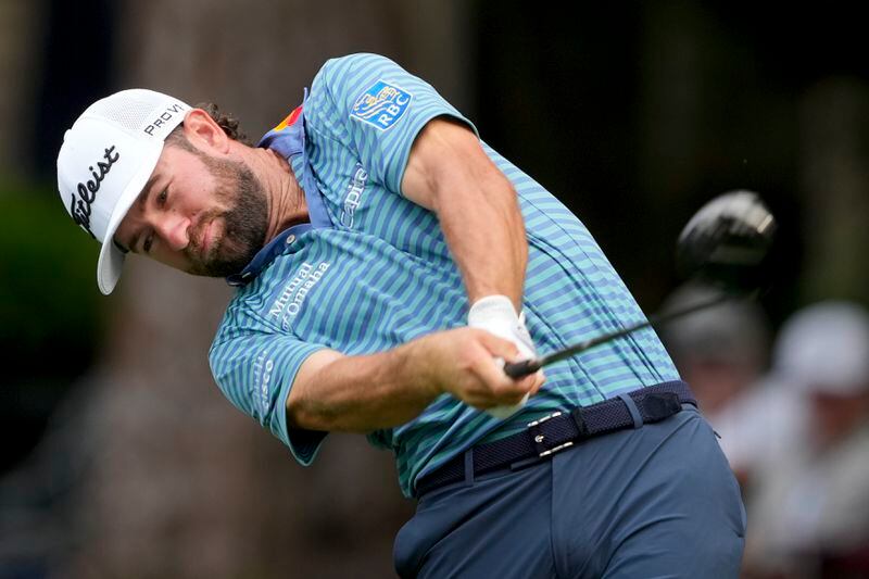 Cameron Young hits his tee shot on the second hole during the first round of the RBC Heritage golf tournament, Thursday, April 18, 2024, in Hilton Head, S.C. (AP Photo/Chris Carlson)