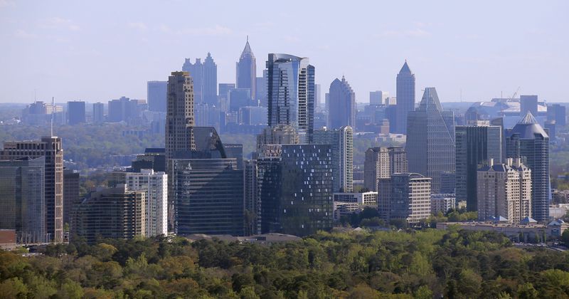 Aerial view of Buckhead Skyline in 2017. The downtown skyline is visible in the background. (BOB ANDRES  / BANDRES@AJC.COM)
