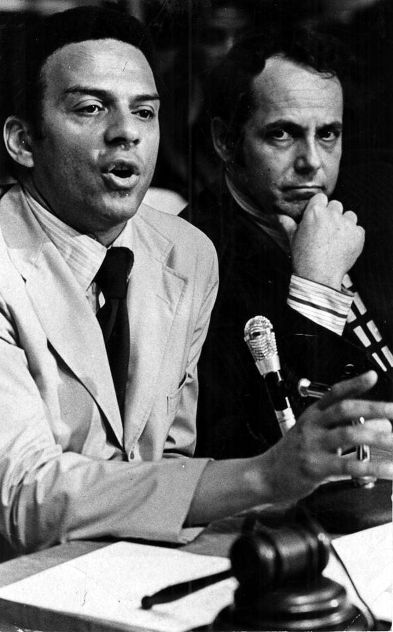 Sam Massell and Andrew Young in 1971. Massell was mayor of Atlanta from 1970 to 1974, while Young was elected mayor in 1981 and re-elected in 1985. (AJC file photo)