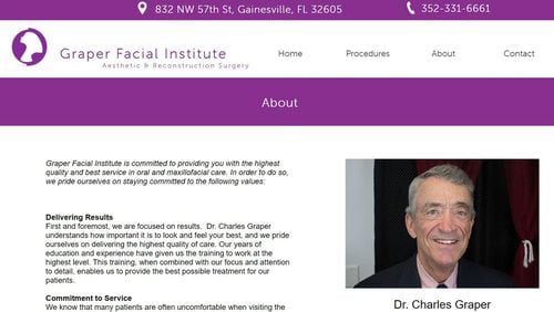 Dr. Charles Graper lost his Georgia dental and medical licenses, but he is still licensed in Florida and has had no disciplinary sanctions there. This is a webpage for his business.