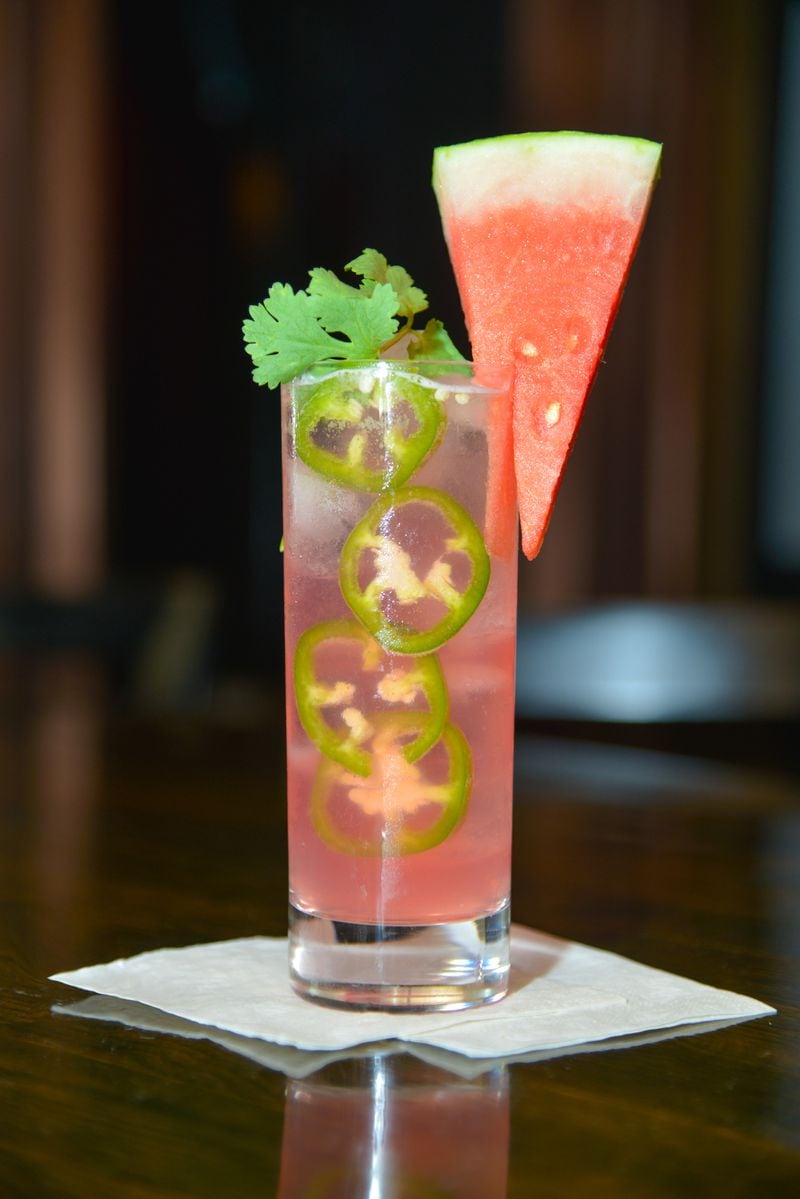 The Spicy Sandia at Three Sheets features Herradura (a type of tequila), watermelon, jalapeno-coriander syrup, lime and cilantro.
