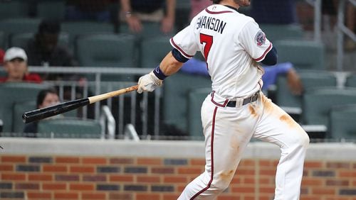 Dansby Swanson hit a walk-off single to beat the Padres on Monday, one of the few early season highlights for the Braves’ rookie shortstop. (Curtis Compton/ccompton@ajc.com)