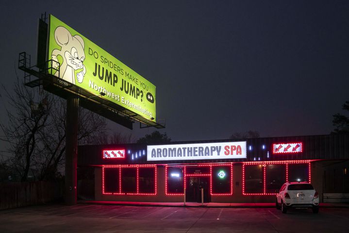 Aromatherapy Spa in northeastern Atlanta was one of three massage parlors where a gunman shot and killed a total of eight people on Tuesday, March 16, 2021. (Nicole Craine/The New York Times)