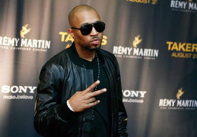 Rapper Drumma Boy, of Memphis, stands on the red carpet.