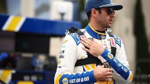 Chase Elliott, driver of the #9 NAPA Auto Parts Chevrolet, prepares to practice for the NASCAR Cup Series Busch Light Clash at The Coliseum at Los Angeles Memorial Coliseum on Feb. 3, 2024, in Los Angeles. (Jared C. Tilton/Getty Images/TNS)