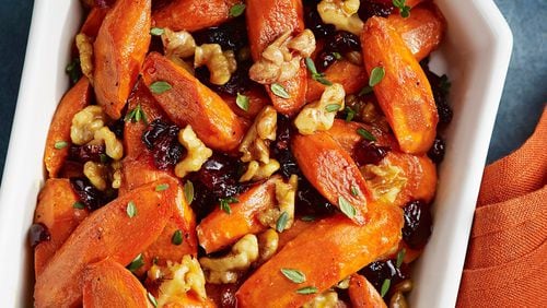 Thursday’s Pomegranate Glazed Carrots is a new twist on a side dish favorite. Contributed by the California Walnut Board